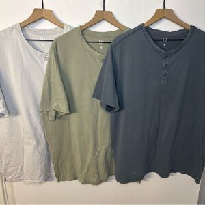 Bundle of 3 Men’s Gap Short Sleeve Henley T-Shirts in Green, Gray, and Blue, XXL